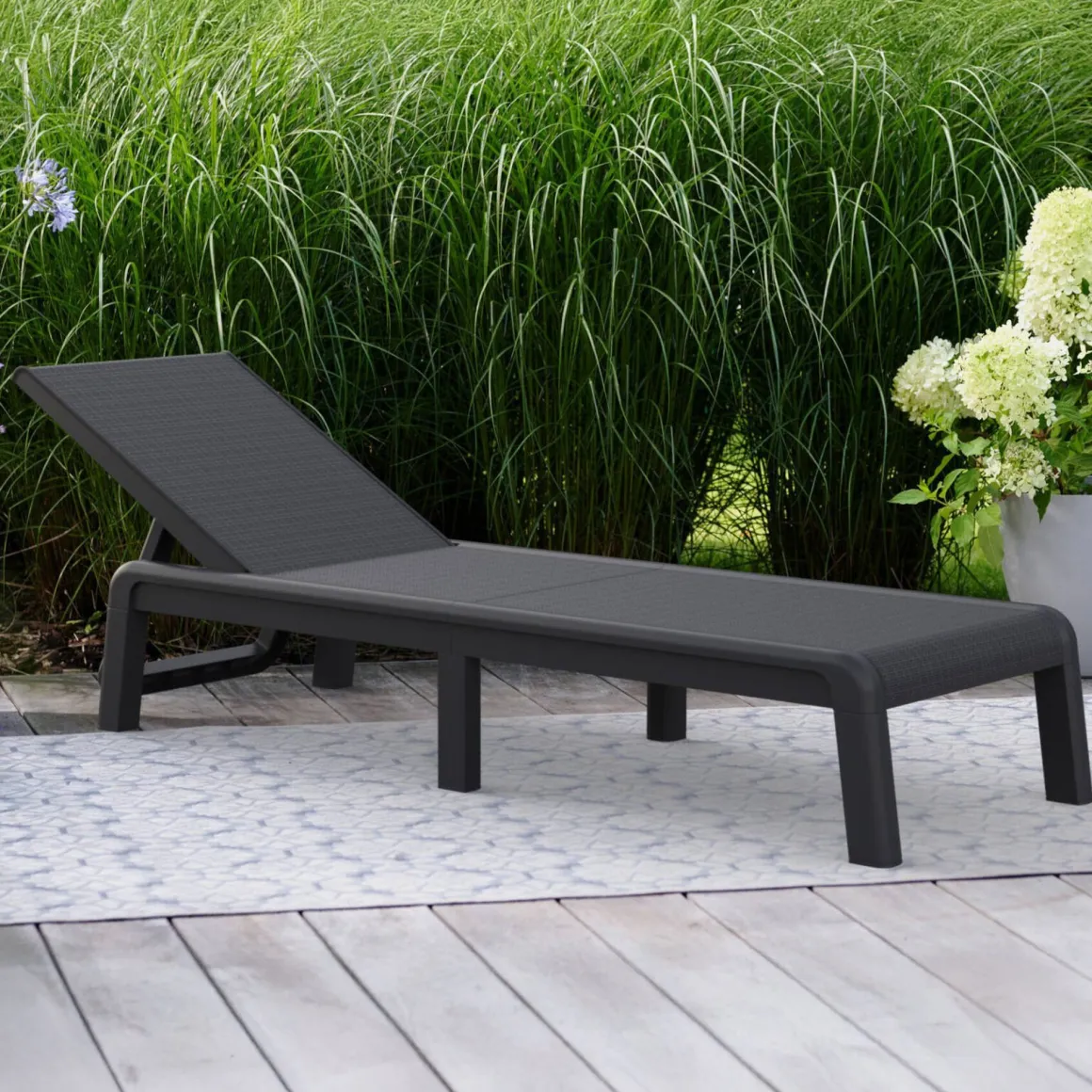 Lettino prendisole schienale regolabile 187x58cm antracite - Shawinigan