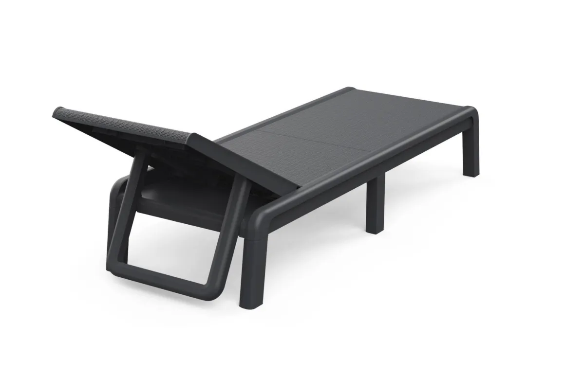 Lettino prendisole schienale regolabile 187x58cm antracite - Shawinigan