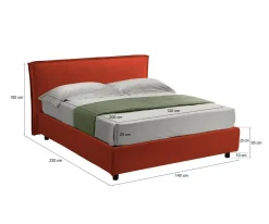Letto Alla Francese Arancione Materasso Incluso Sfoderabile, Contenitore Made in Italy - Brienza