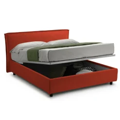Letto Alla Francese Arancione Materasso Incluso Sfoderabile, Contenitore Made in Italy - Brienza