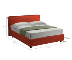 Letto Alla Francese Arancione Sfoderabile Contenitore, Dimensione Materasso 120x190 cm Made in Italy - Bronte