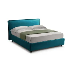 Letti Alla Francese > Dmora Letto Alla Francese Materasso Incluso Sfoderabile, Contenitore Made in Italy - Broni Azzurro