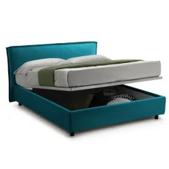 Letto Alla Francese Azzurro Sfoderabile Contenitore, Dimensione Materasso 120x190 cm Made in Italy - Bronte