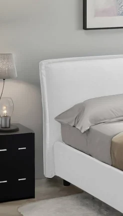 Letti Alla Francese > Dmora Letto Alla Francese Materasso Incluso Sfoderabile, Contenitore Made in Italy - Broni Bianco
