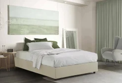 Letti Contenitore|Letti Alla Francese > Dmora Letto alla francese compatto 155x205cm - Attilino Beige