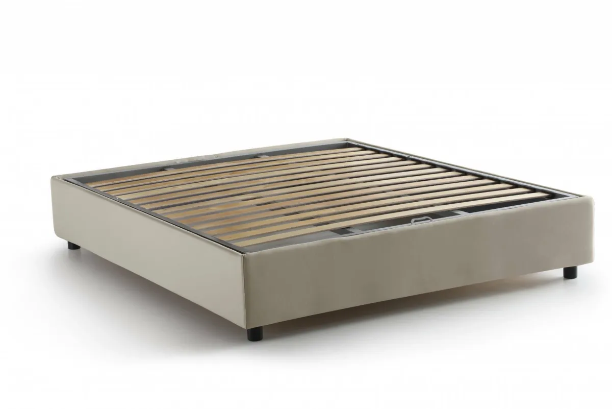 Letti Contenitore|Letti Alla Francese > Dmora Letto alla francese compatto 155x205cm - Attilino Beige