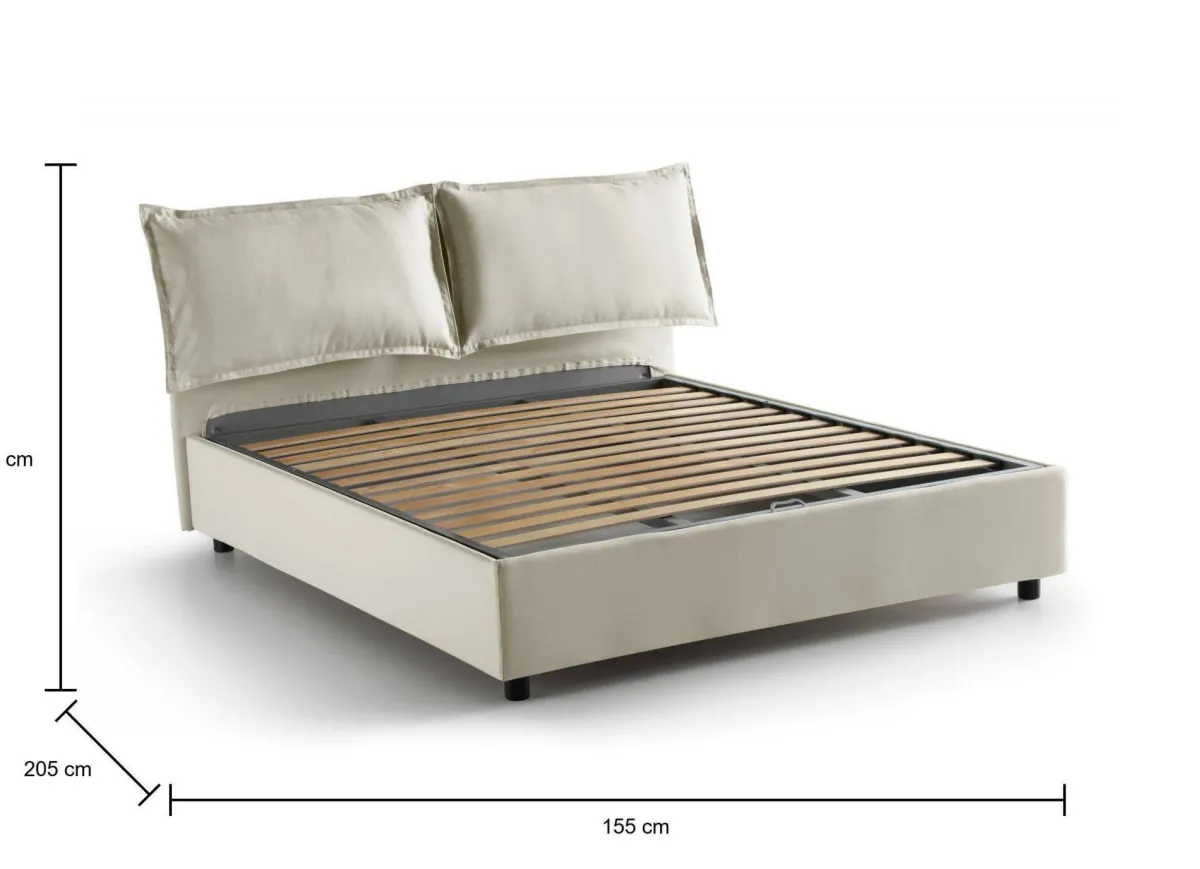 Letti Contenitore|Letti Alla Francese > Dmora Letto alla francese contenitore 155x205cm - Askari Beige