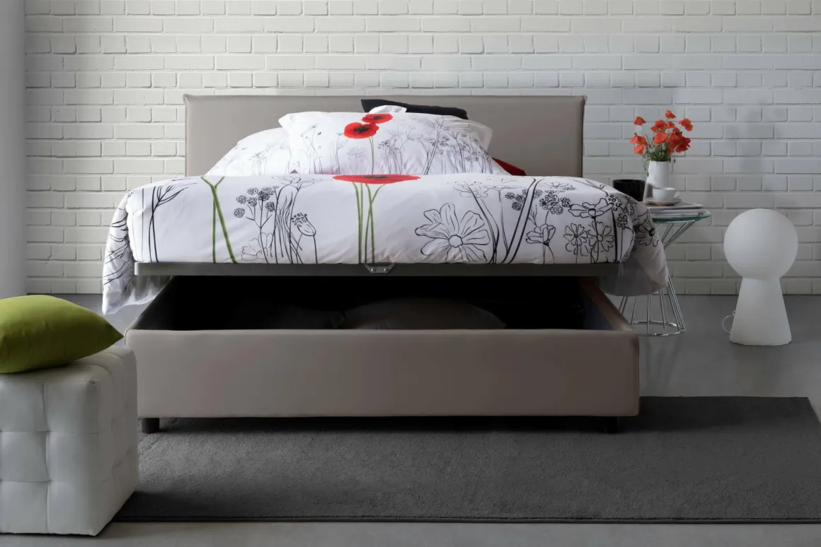Letto alla francese contenitore tortora 155x205cm - Angelic