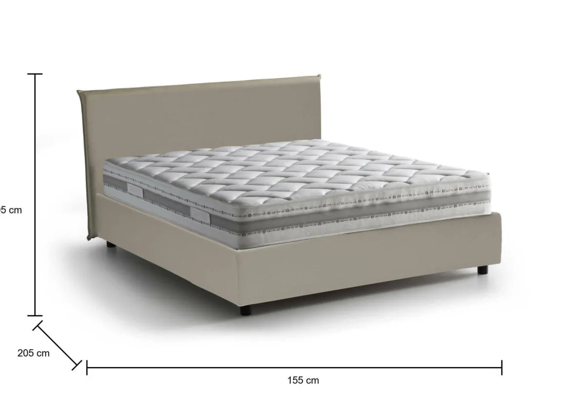 Letto alla francese con testiera tortora 155x205cm - Argain