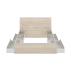 Letto alla francese design bianco e rovere 195x249cm - Iona