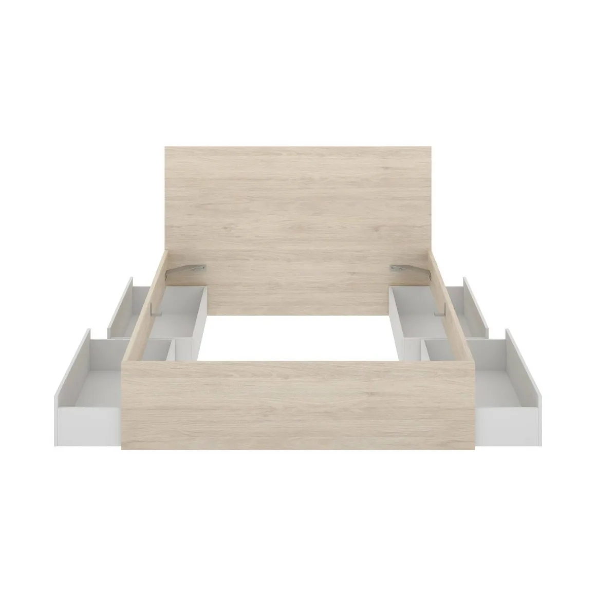Letto alla francese design bianco e rovere 195x249cm - Iona