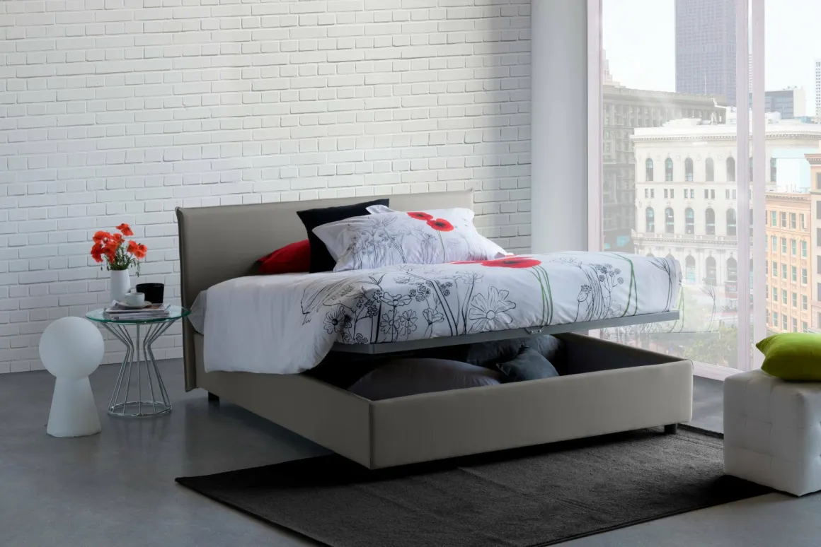 Letto alla francese design grigio 155x205cm - Angelic