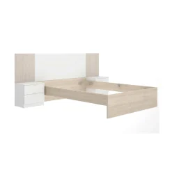 Letti Contenitore|Letti Alla Francese > Dmora Letto alla francese elegante 144x204cm - Moira Bianco Opaco