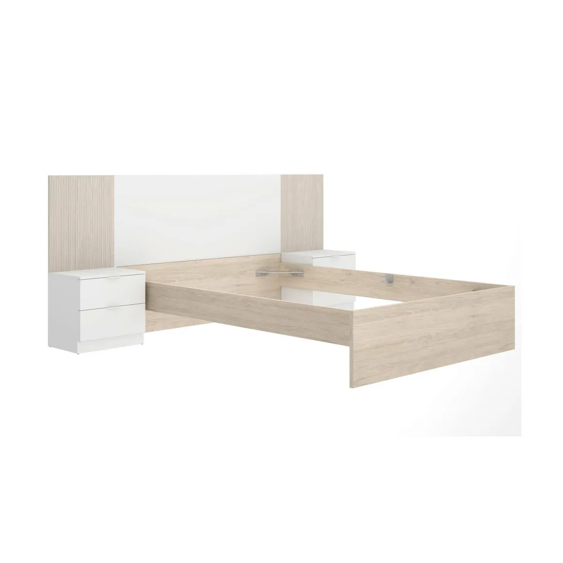 Letto alla francese elegante bianco e rovere 195x258cm - Zoagli