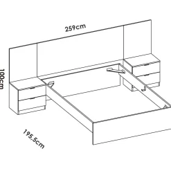 Letto alla francese elegante bianco e rovere 195x258cm - Zoagli