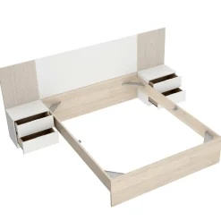 Letto alla francese elegante bianco e rovere 195x258cm - Zoagli