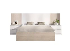 Letto alla francese elegante bianco e rovere 195x258cm - Zoagli