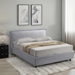Letti Contenitore|Letti Alla Francese > Dmora Letto Alla Francese Materasso Incluso Sfoderabile, Contenitore Made in Italy - Broni Grigio