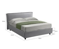 Letti Contenitore|Letti Alla Francese > Dmora Letto Alla Francese Sfoderabile Contenitore, Dimensione Materasso 120x200 cm Made in Italy - Brosso Grigio