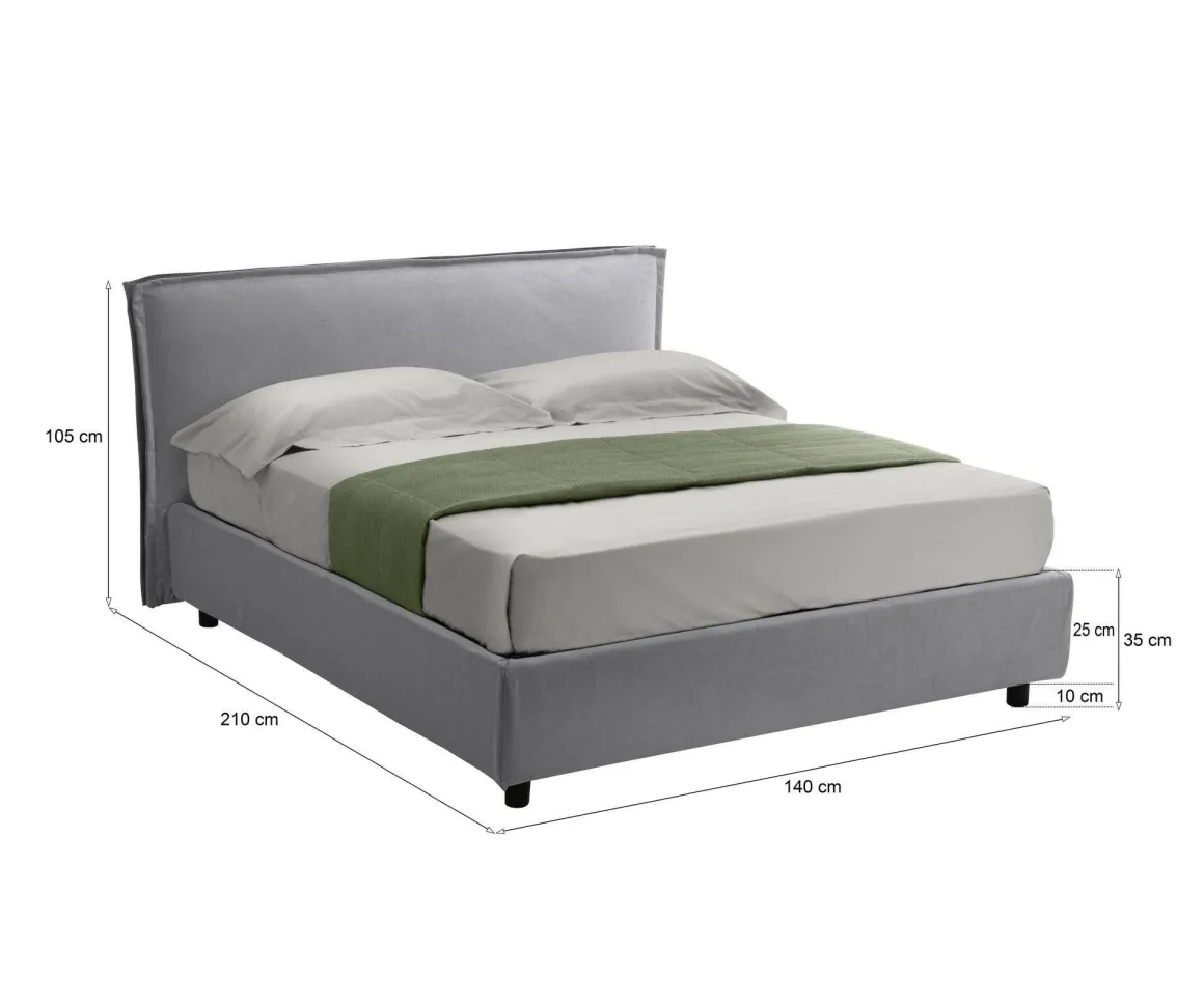 Letti Contenitore|Letti Alla Francese > Dmora Letto Alla Francese Sfoderabile Contenitore, Dimensione Materasso 120x200 cm Made in Italy - Brosso Grigio