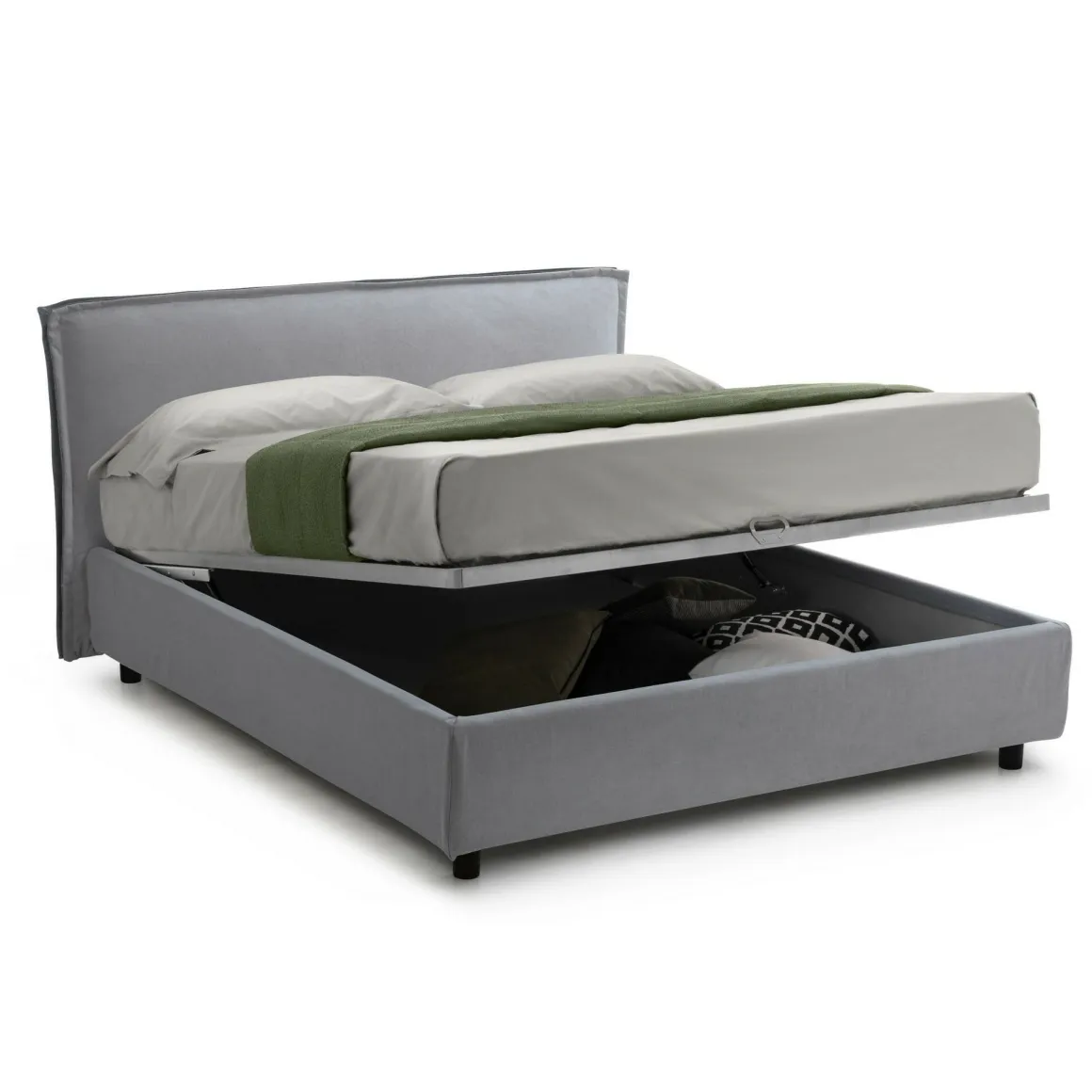 Letti Contenitore|Letti Alla Francese > Dmora Letto Alla Francese Sfoderabile Contenitore, Dimensione Materasso 120x200 cm Made in Italy - Brosso Grigio