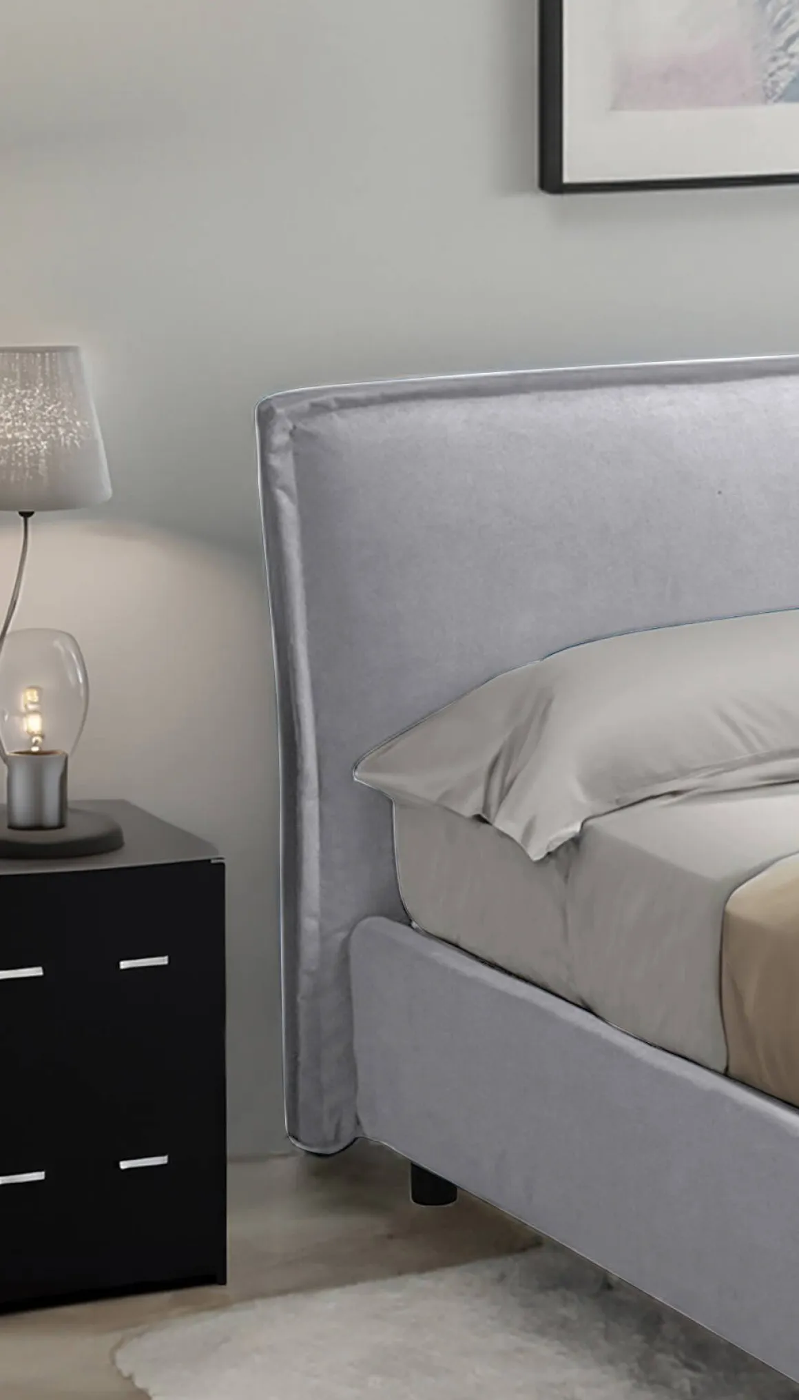 Letti Contenitore|Letti Alla Francese > Dmora Letto Alla Francese Sfoderabile Contenitore, Dimensione Materasso 120x200 cm Made in Italy - Brosso Grigio