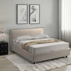 Letti Alla Francese > Dmora Letto Alla Francese Sfoderabile Contenitore, Dimensione Materasso 120x200 cm Made in Italy - Brosso Grigio Tortora