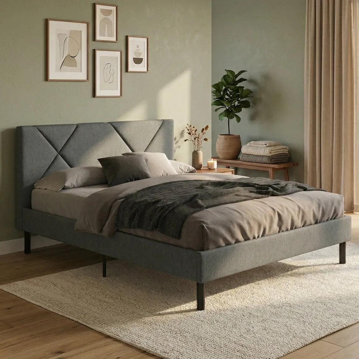 Letto alla francese Ikelos, 140x190 cm, Grigio