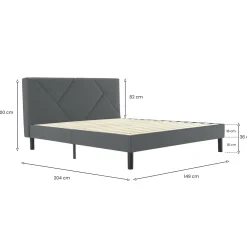 Letto alla francese Ikelos, 140x190 cm, Grigio