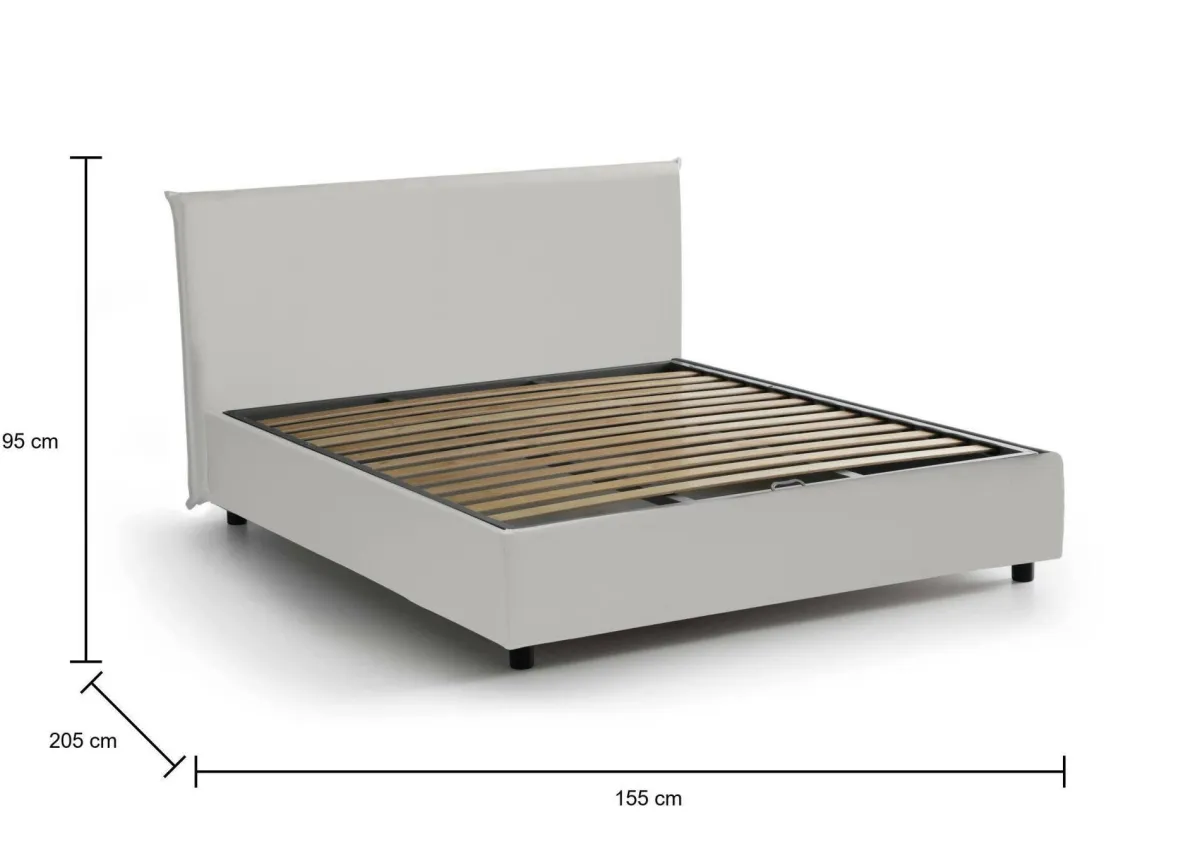 Letti Contenitore|Letti Alla Francese > Dmora Letto alla francese imbottito 155x205cm - Africa Bianco
