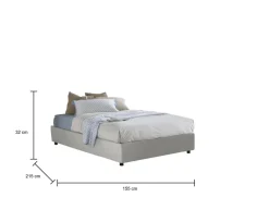 Letto alla francese imbottito bianco 155x215cm - Osanna