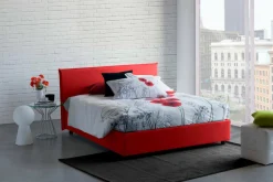 Letto alla francese imbottito rosso 155x205cm - Angelic