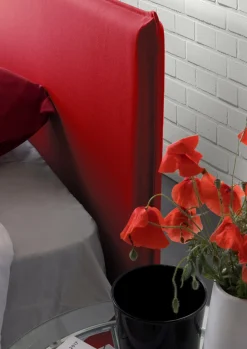 Letto alla francese imbottito rosso 155x205cm - Angelic