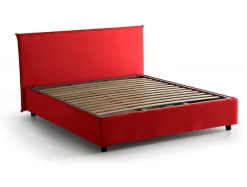 Letto alla francese imbottito rosso 155x205cm - Angelic