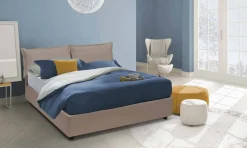 Letto alla francese in ecopelle tortora 155x205cm - Arzillo