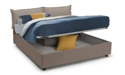 Letto alla francese in ecopelle tortora 155x205cm - Arzillo