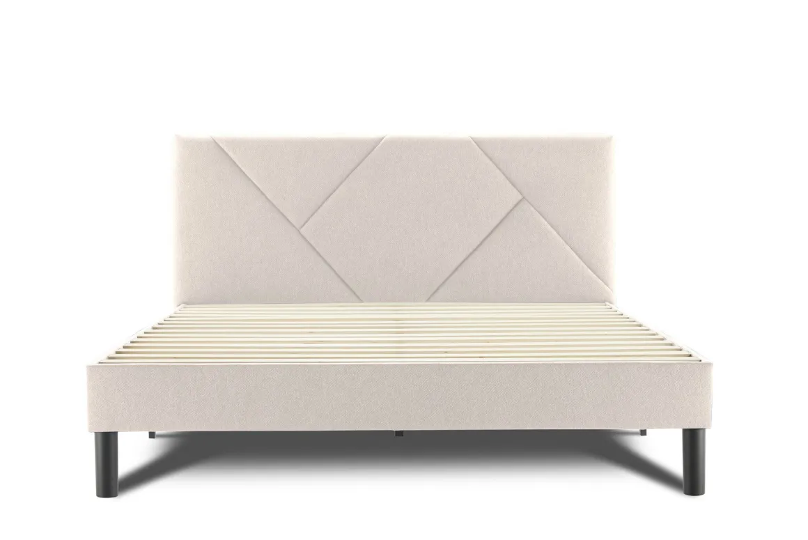 Letti Contenitore|Letti Alla Francese > Dmora Letto alla francese in legno 155x205cm - Alion Beige
