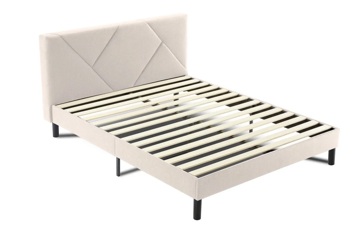 Letti Contenitore|Letti Alla Francese > Dmora Letto alla francese in legno 155x205cm - Alion Beige
