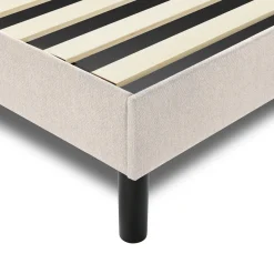 Letti Contenitore|Letti Alla Francese > Dmora Letto alla francese in legno 155x205cm - Alion Beige
