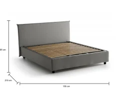 Letto alla francese in legno grigio 155x215cm - Alvacus