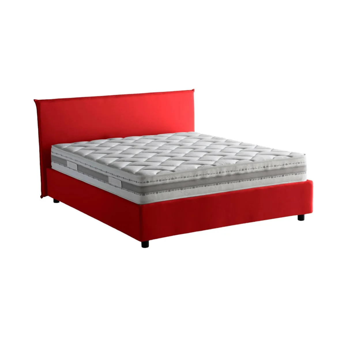 Letti Contenitore|Letti Alla Francese > Dmora Letto alla francese in legno 155x215cm - Aros Rosso
