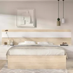 Letto alla francese in legno rovere e bianco 195x248cm - Bonnie