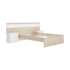 Letto alla francese in legno rovere e bianco 195x248cm - Bonnie