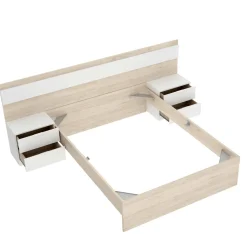 Letto alla francese in legno rovere e bianco 195x248cm - Bonnie