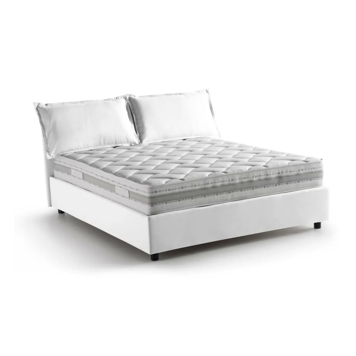 Letti Contenitore|Letti Alla Francese > Dmora Letto alla francese in tessuto 155x205cm - Arden Bianco