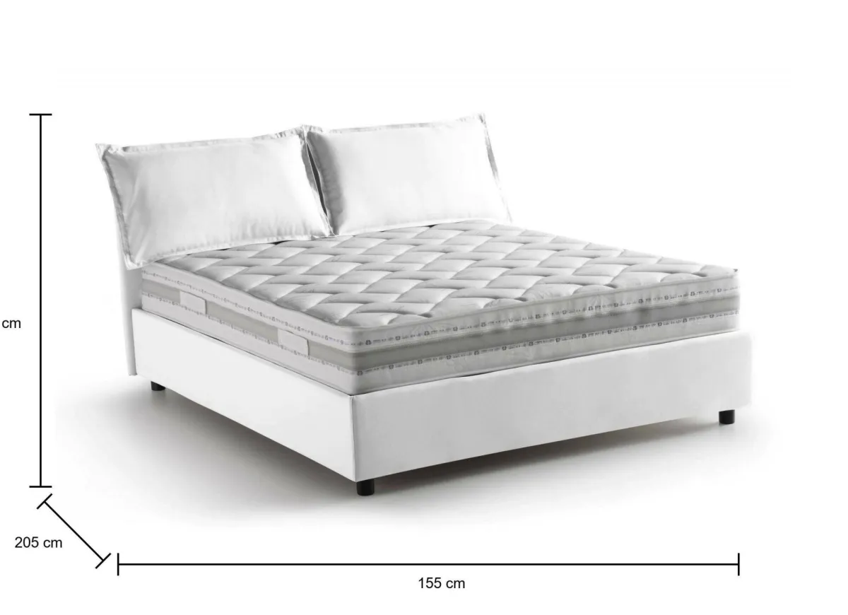 Letti Contenitore|Letti Alla Francese > Dmora Letto alla francese in tessuto 155x205cm - Arden Bianco