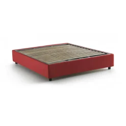Letti Contenitore|Letti Alla Francese > Dmora Letto alla francese in tessuto 155x215cm - Annica Rosso