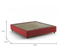 Letto alla francese in tessuto rosso 155x205cm - Attilino