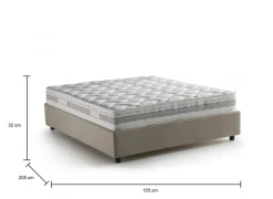 Letto alla francese in tessuto tortora 155x205cm - Arto