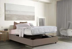 Letto alla francese in tessuto tortora 155x205cm - Arto